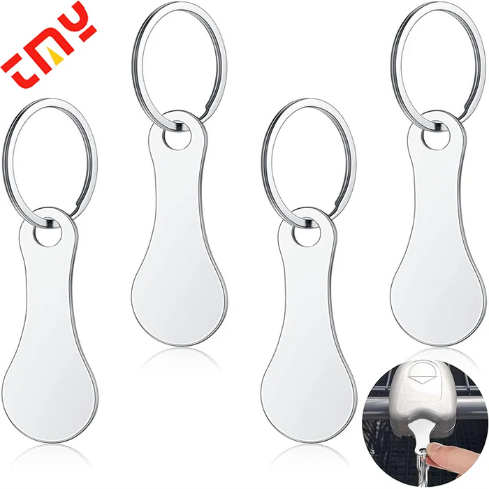 Metall-Einkaufswagenchip mit Schlüsselring. Die passende Einkaufswagenaufnahme ist vor Produktion am Muster zu prüfen.