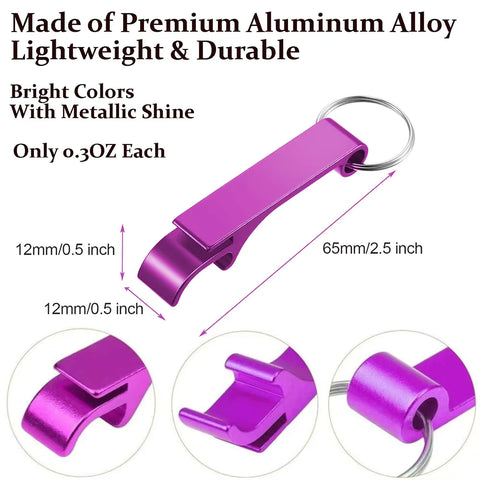 Mini-Flaschenöffner aus Aluminium, Lieferantenmaße 65 × 12 × 12 mm